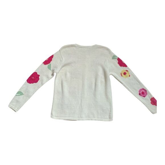 Vintage Eagle's Eye Cardigan Women's LG Pink Embroidered Flowers Knit Sweater - Picture 10 of 15